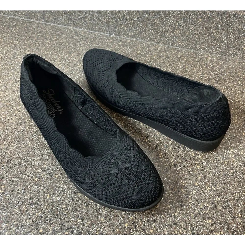 Skechers Air Cooled Memory Foam Fabric Shoe Slip On Women 10 Flat Comfort Casual